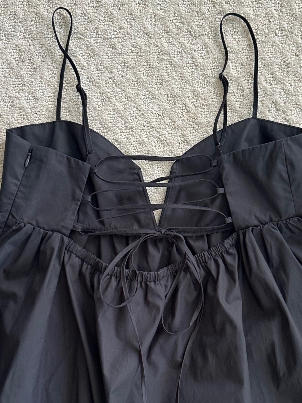 Susana Monaco Cotton Poplin Lace-Up Babydoll Mini Dress Black XL Lightweight NWT - Picture 11 of 16
